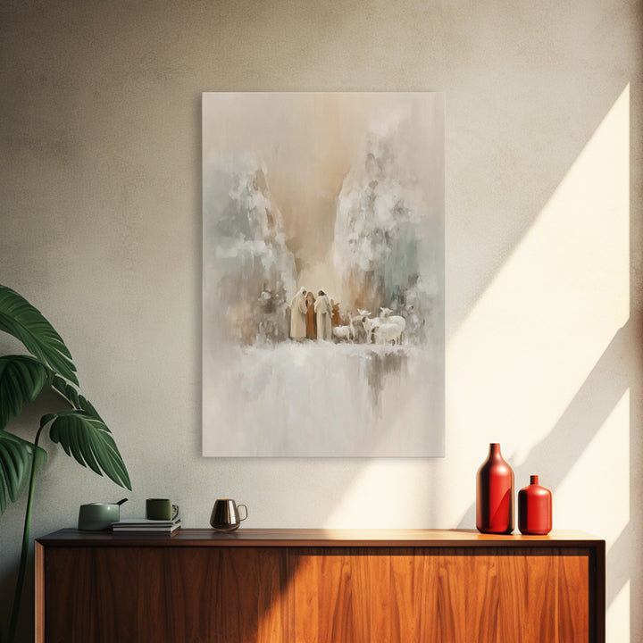 Peaceful Christmas Dawn – Framed Canvas Print – Jesus Painting – Christian Art Canvas – Christian Christmas Art – Christian Art – Christian