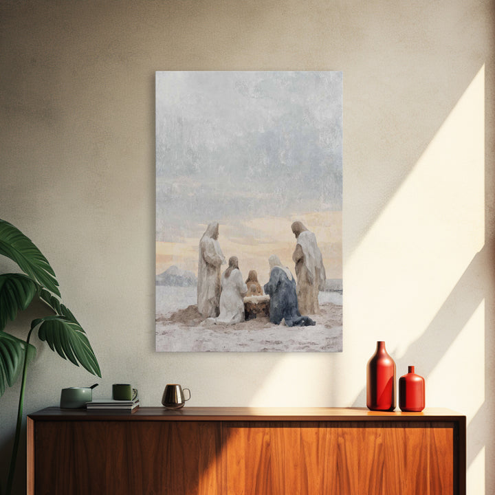 Dawn Of Adoration – Framed Canvas Print – Christian Art Canvas – Christian Art – Jesus Painting – Christian Christmas Art – Christian Wall