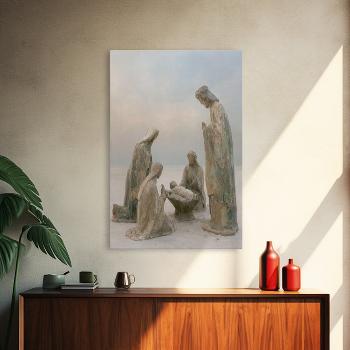 Humble Birth Scene – Framed Canvas Print – Jesus Painting – Christian Art – Christian Art Canvas – Christian Christmas Art – Christian Wall