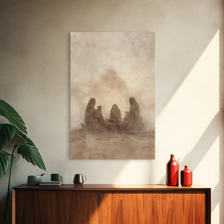 Sacred Sand Gathering – Framed Canvas Print – Christian Art – Christian Christmas Art – Christian Wall Art – Christian Art Canvas – Jesus P