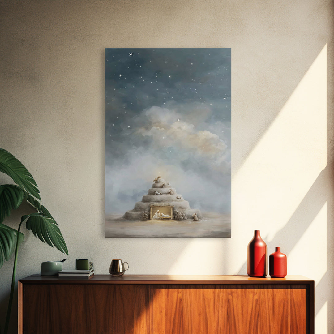 Heaven’s Quiet Watch – Framed Canvas Print – Christian Art Canvas – Christian Wall Art – Jesus Painting – Christian Christmas Art – Christi
