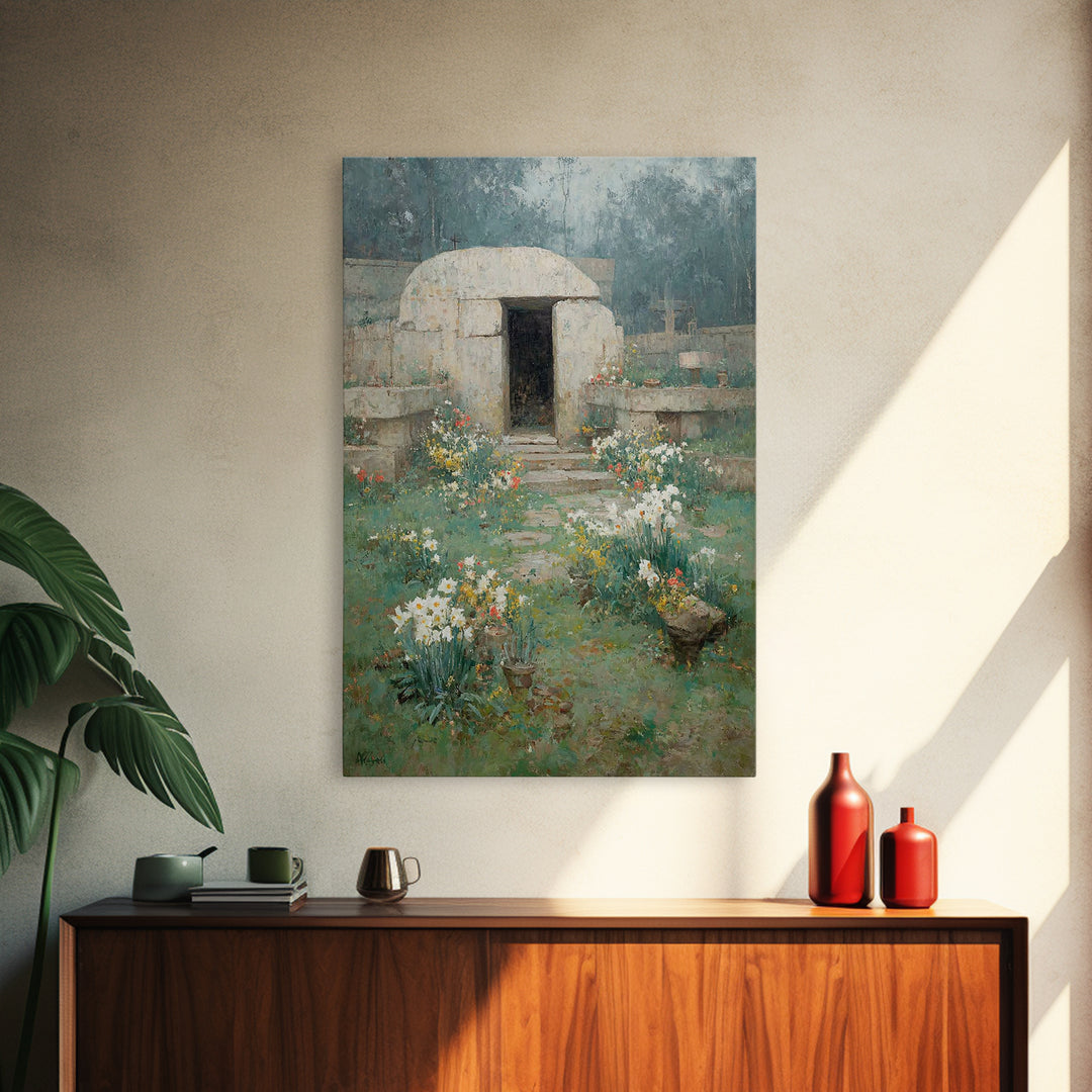 Sanctuary Bloom, Framed Canvas Print, Christian Art Painting, Christian Wall Art, Jesus Canvas Art, Vintage Christian Art
