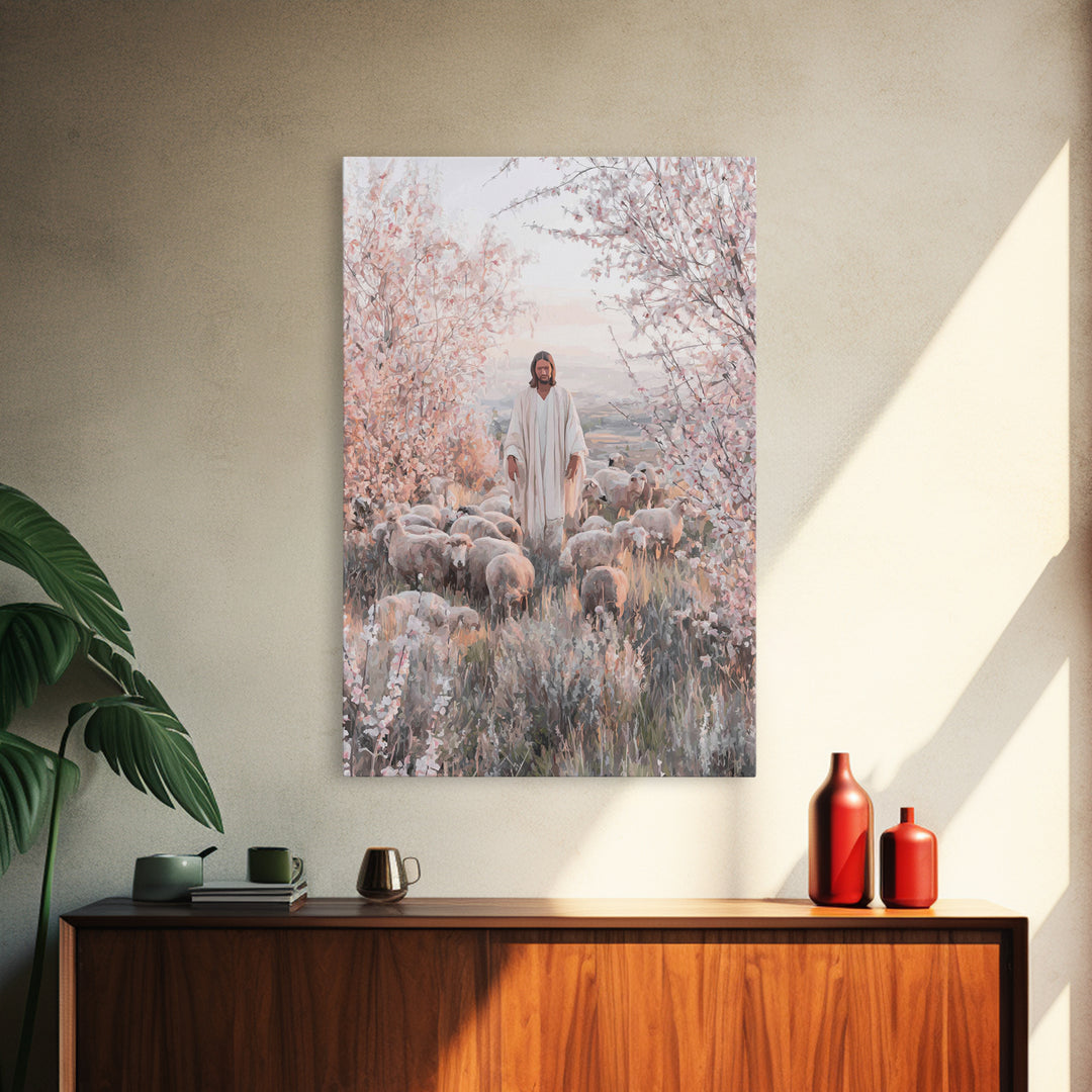 Gentle Shepherd – Framed Canvas Print – Christian Wall Art – Jesus Painting – Christian Art Canvas – Christian Home Decor