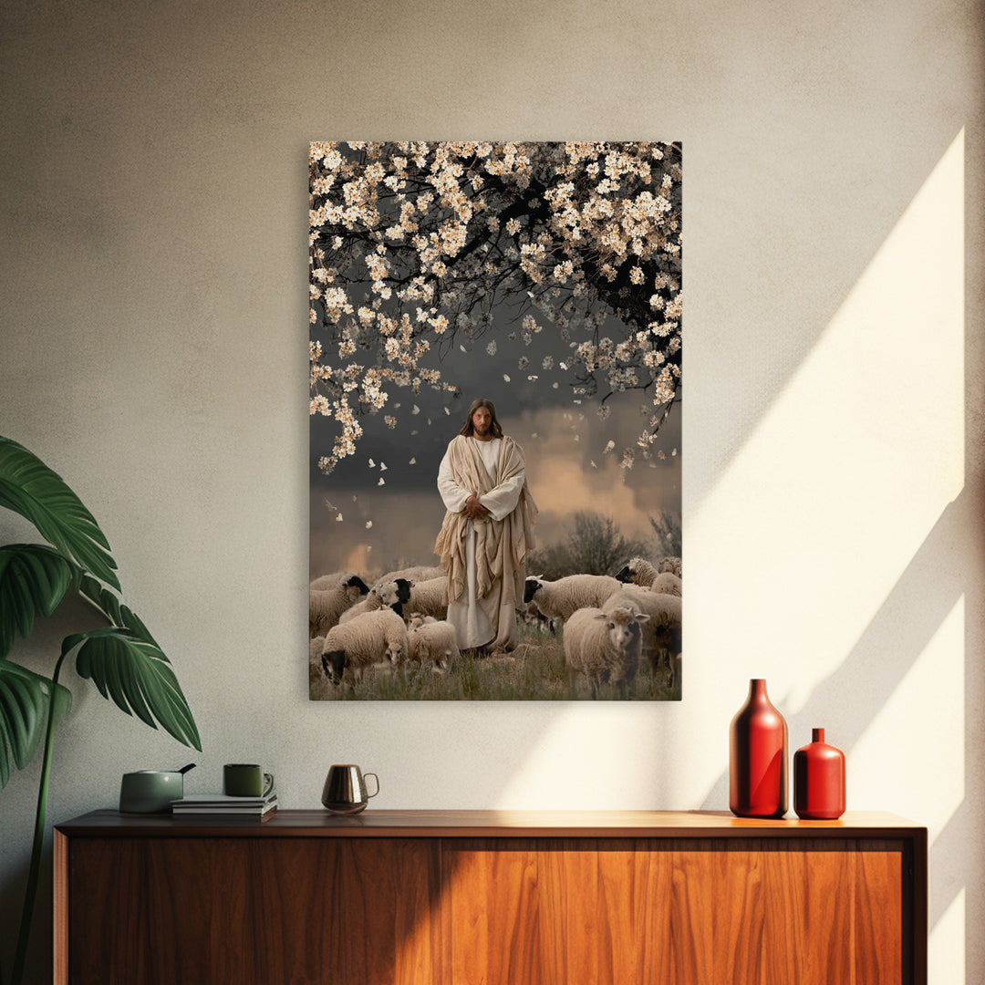 Blossoms Of Mercy – Framed Canvas Print – Christian Wall Art – Jesus Painting – Christian Art Canvas – Christian Gift Ideas