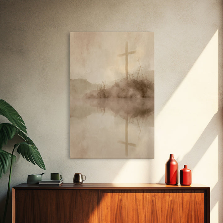 Sacred Hill Cross – Framed Canvas Print – Christian Wall Art – Christian Art Canvas – Vintage Christian Art – Christian Gift – Christian De