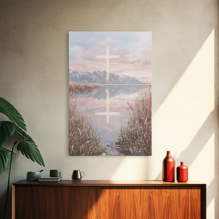 Morning Glory Cross – Framed Canvas Print – Christian Christmas Art – Christian Wall Art – Christian Art Canvas – Christian Decor For Home