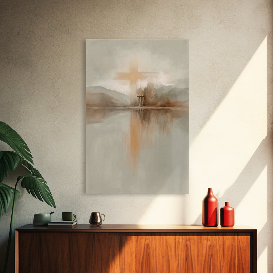 Radiant Hill Cross – Framed Canvas Print – Christian Wall Art – Christian Art Canvas – Minimalist Christian Art – Christian Art Print – Chr