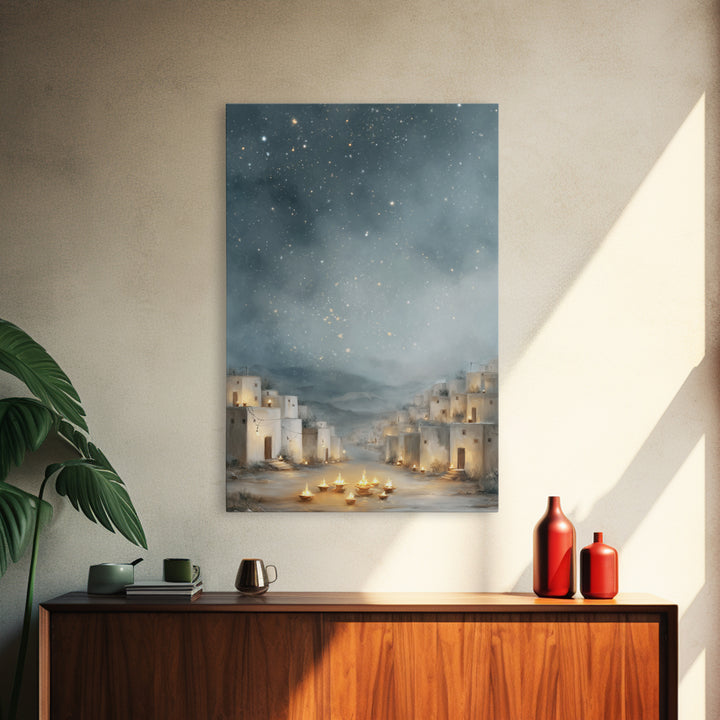 Starry Bethlehem Sky – Framed Canvas Print – Christmas Wall Art – Christian Art Canvas – Framed Christmas Art – Christian Christmas Art – C