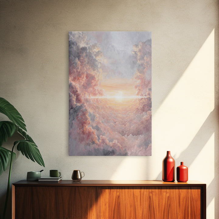Celestial Sunrise Glow, Framed Canvas Print, Christian Art Canvas, Christian Christmas Art, Christian Wall Art, Large Christian Art, Subtle