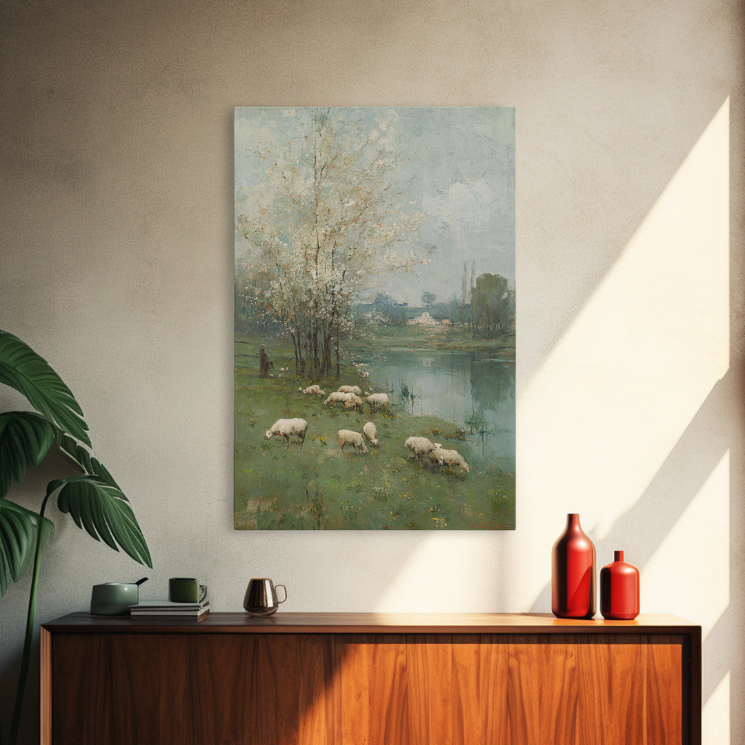 Pastoral Spring Blessing | Framed Canvas Print | Christian Wall Art | Christian Art Canvas | Pastoral Scenery | Subtle Christian Art | Chri