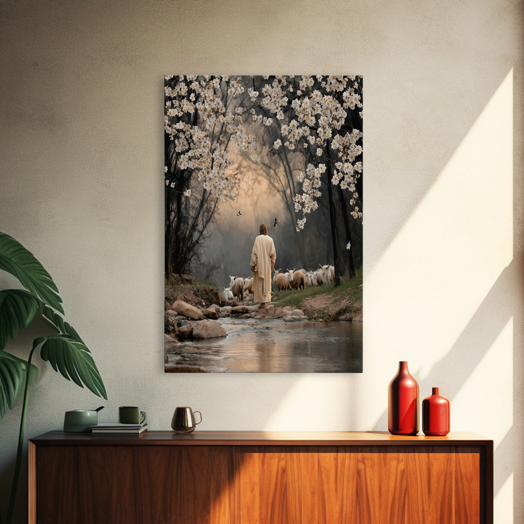 Divine Blossom Path, Framed Canvas Print, Christian Art Canvas, Christian Wall Art, Moody Christian Art, Christian Decor, Christian Gift