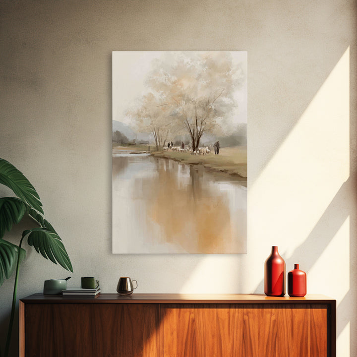 Quiet Pasture Daybreak | Framed Canvas Print | Christian Art Canvas | Christian Wall Art | Subtle Christian Art | Christian Decor For Home