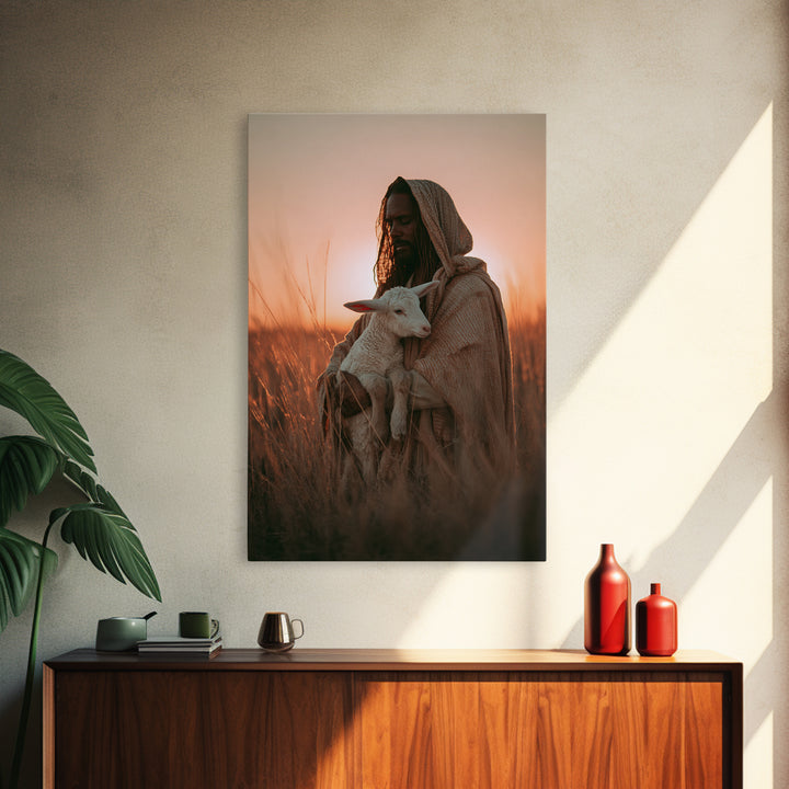Dawn Of Shepherds | Framed Canvas Print | Christian Wall Art | Jesus Painting | Christian Art Gift | Modern Christian Art