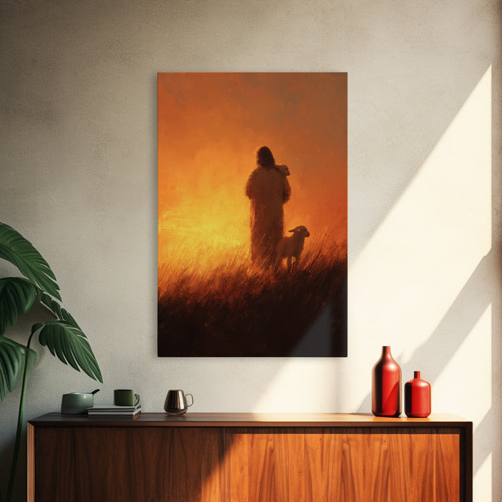 Moonlit Grace | Framed Canvas Print | Jesus Art Print | Christian Wall Art | Christian Art Canvas | Christmas Art Prints