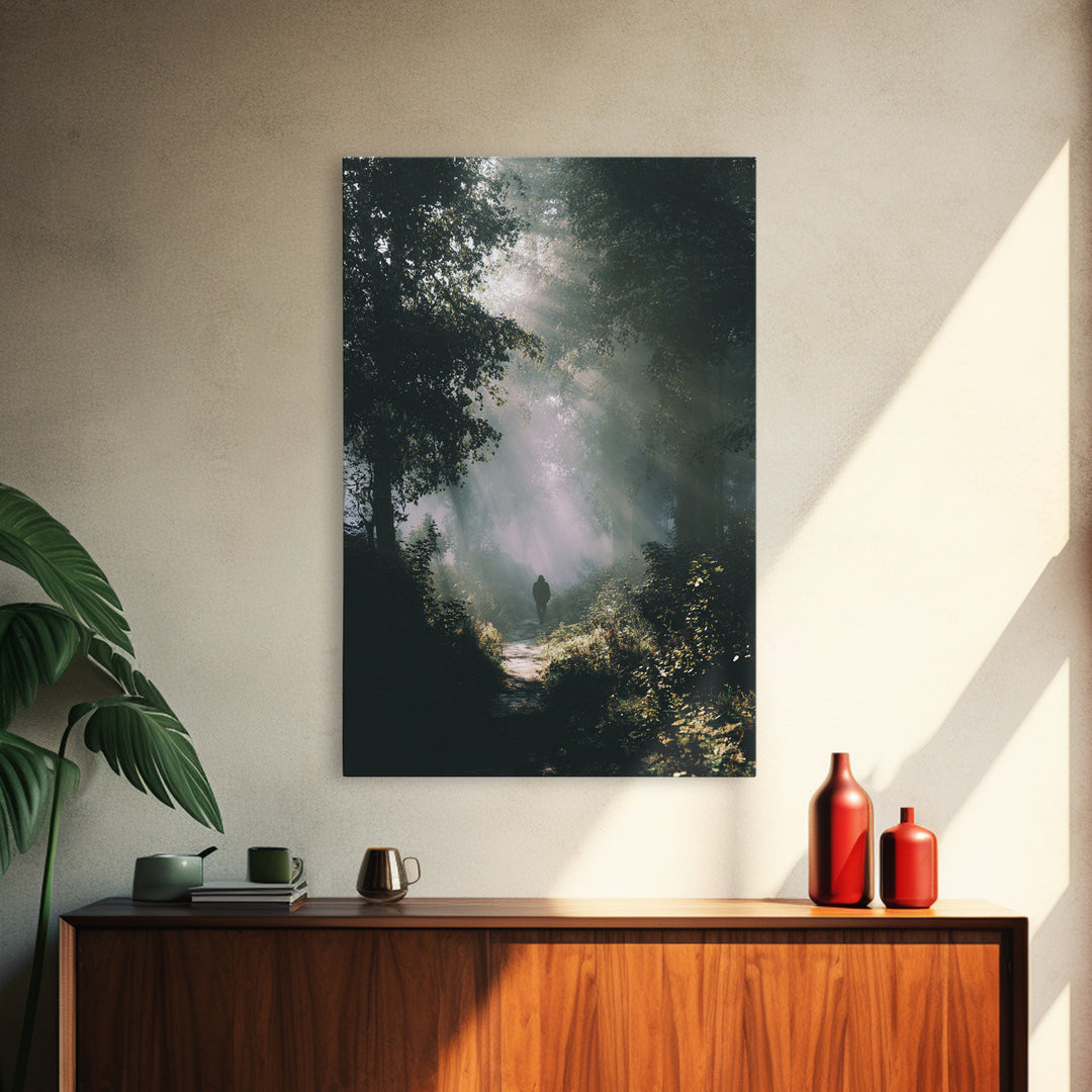 Forest Light – Framed Canvas Print – Christian Art – Moody Christian Art – Christian Art Canvas – Christian Wall Art – Jesus Painting