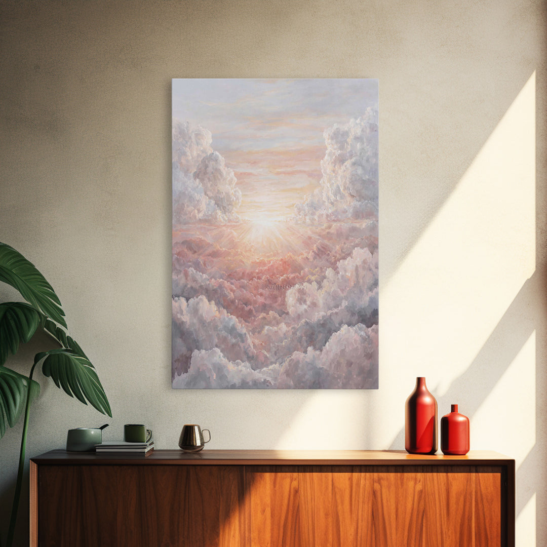 Heavenly Dawn – Framed Canvas Print – Christian Wall Art – Christian Art Canvas – Abstract Christian Art – Christian Decor – Modern Christi
