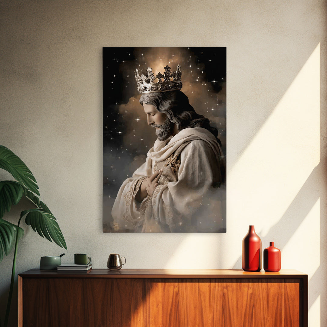 Celestial Shepherd King - Framed Canvas Print - Christian Wall Art - Jesus Painting - Christian Art Canvas - Christian Decor - Christmas Ar