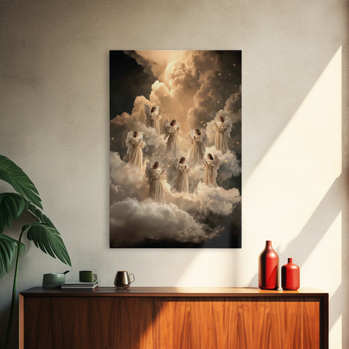 Celestial Gathering – Framed Canvas Print – Christian Wall Art – Vintage Christian Art – Christian Art Painting – Christian Gift Ideas – Ch