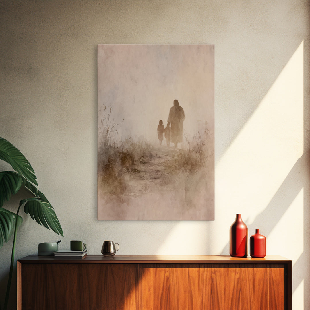 Evening Path Peace, Framed Canvas Print, Christian Art Canvas, Jesus Painting, Christian Wall Art, Christmas Art, Christian Gift