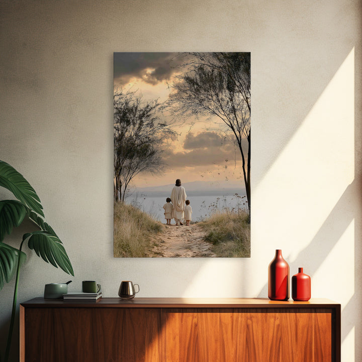 Twilight Shore Hope | Framed Canvas Print | Christian Wall Art | Christian Art Canvas | Jesus Painting | Christian Christmas Art | Christia