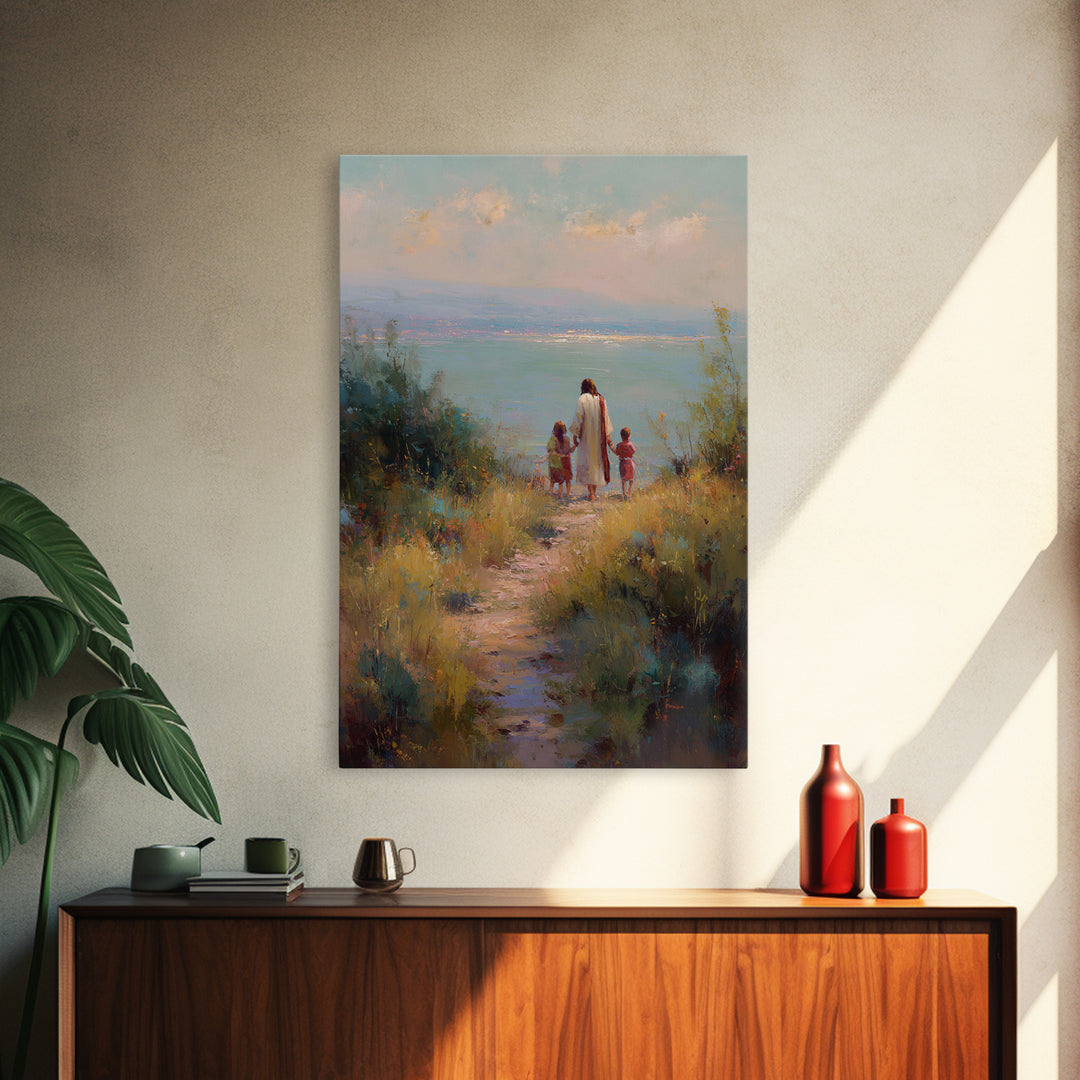 Wheatland Blessing, Framed Canvas Print, Christian Wall Art, Christian Art Canvas, Jesus Painting, Christian Decor, Christmas Art