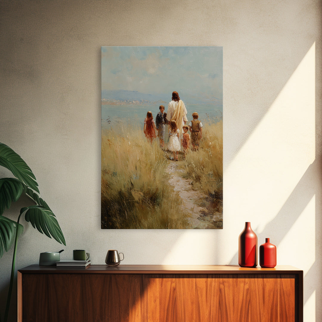 Hillside Light | Framed Canvas Print | Christian Art Canvas | Jesus Painting | Christian Wall Art | Christian Christmas Art | Christian Dec