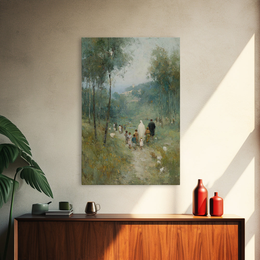 Gathering Of Grace | Framed Canvas Print | Christian Wall Art | Christian Art Canvas | Jesus Painting | Christian Decor | Christmas Art
