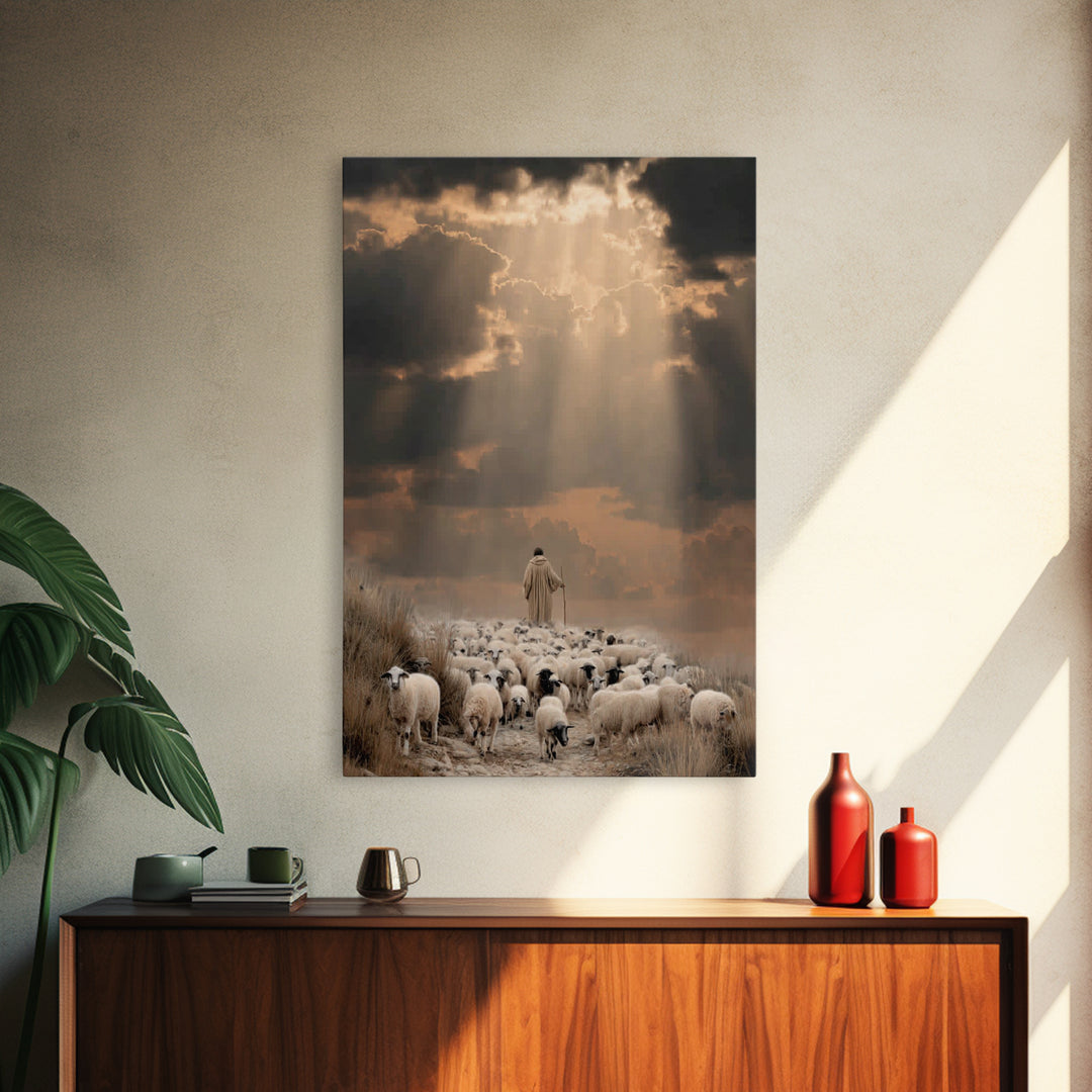 The Shepherd’s Path – Framed Canvas Print – Christian Wall Art – Jesus Painting – Christian Art Canvas – Pastoral Scenery – Christian Chris