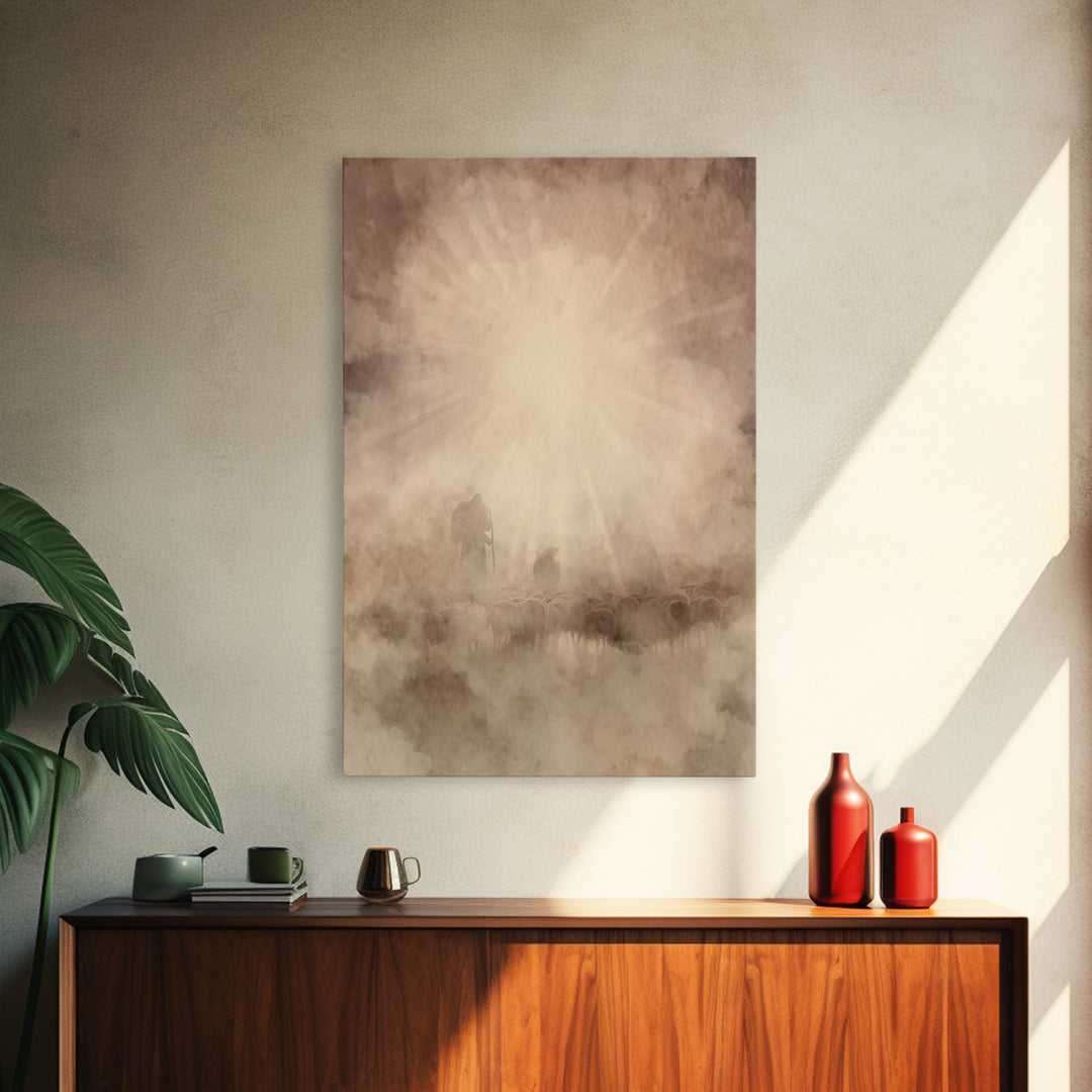Divine Light – Framed Canvas Print – Christian Art – Christian Wall Art – Christian Art Canvas – Moody Christian Art – Christmas Wall Art –
