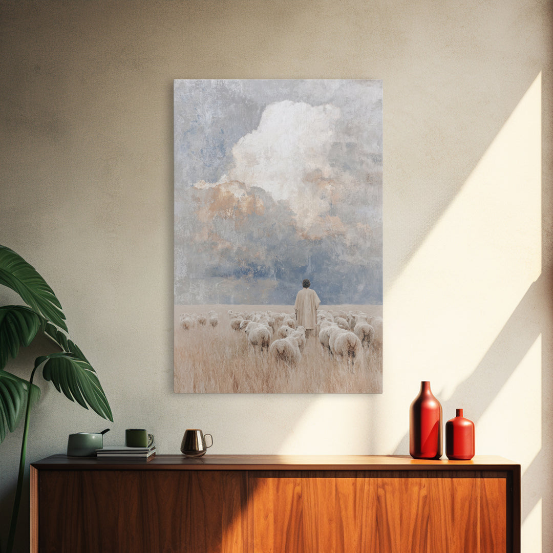 Field Of Mercy – Framed Canvas Print – Christian Wall Art – Christian Art Painting – Pastoral Scenery – Christian Art Canvas – Christian De