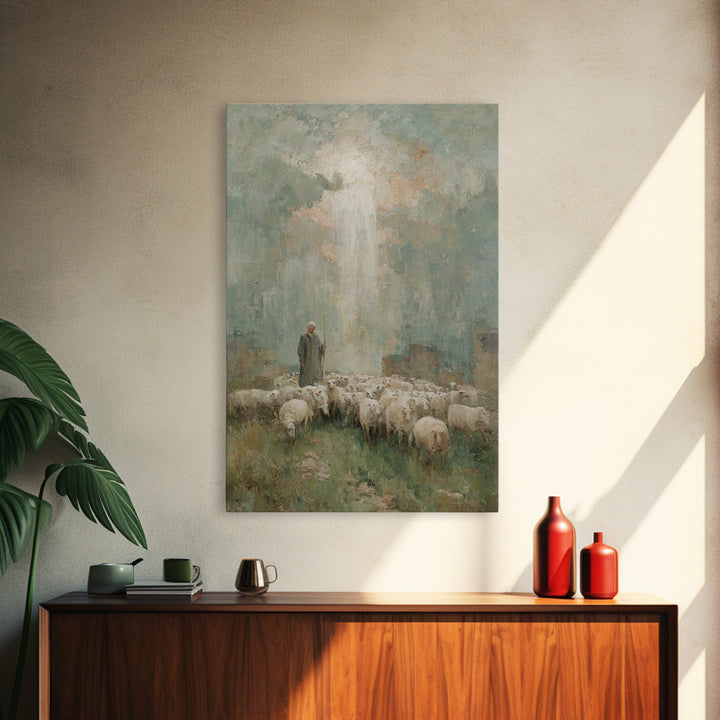 Radiant Shepherd – Framed Canvas Print – Jesus Painting – Christian Wall Art – Christian Art Canvas – Christian Christmas Art – Large Chris