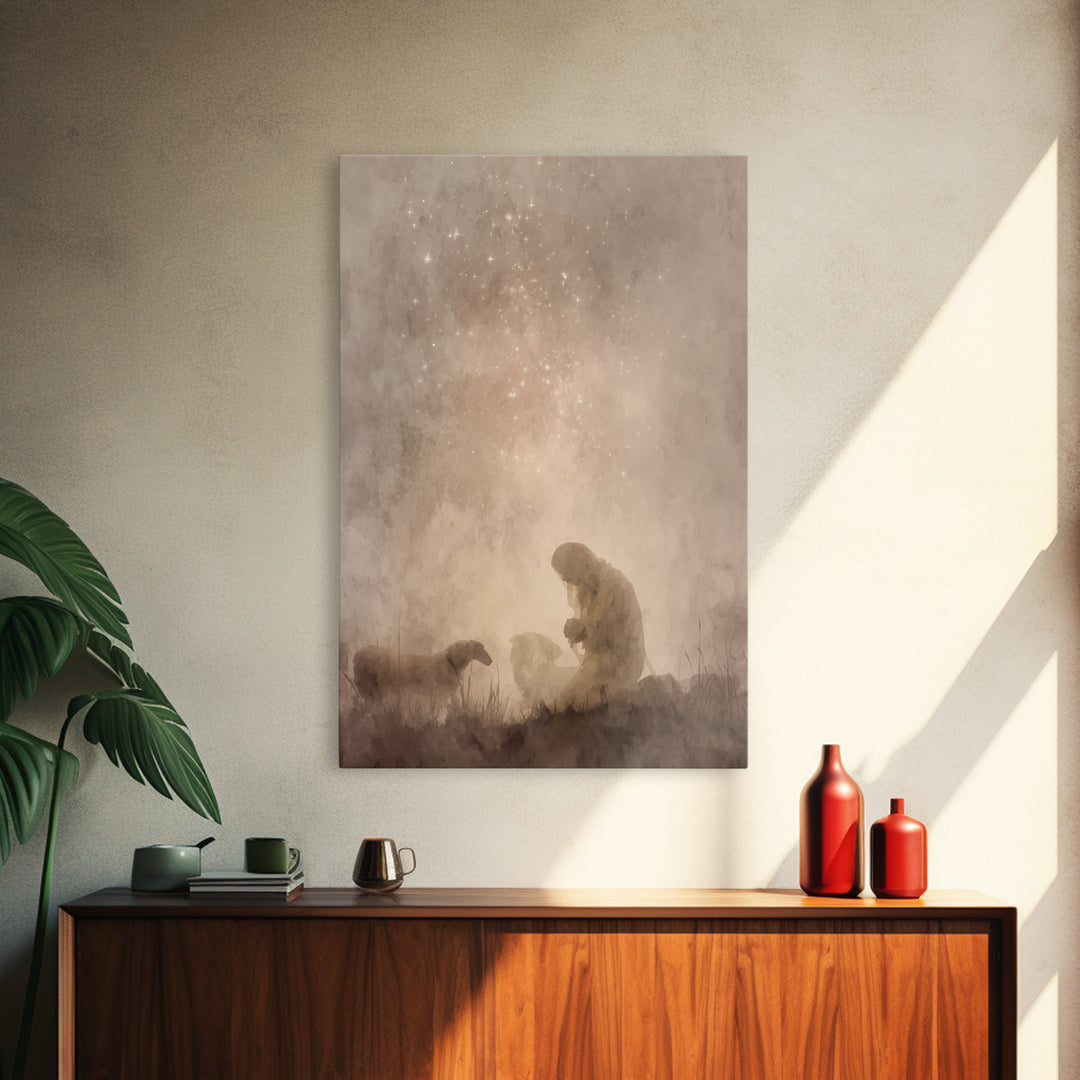Night Of Prayer – Framed Canvas Print – Christian Wall Art – Christian Painting – Christian Art Canvas – Subtle Christian Art – Christian D