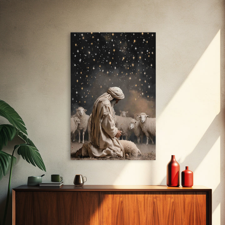 Starry Night Prayer – Framed Canvas Print – Christian Wall Art – Christian Art Canvas – Christian Painting – Subtle Christian Art – Christi