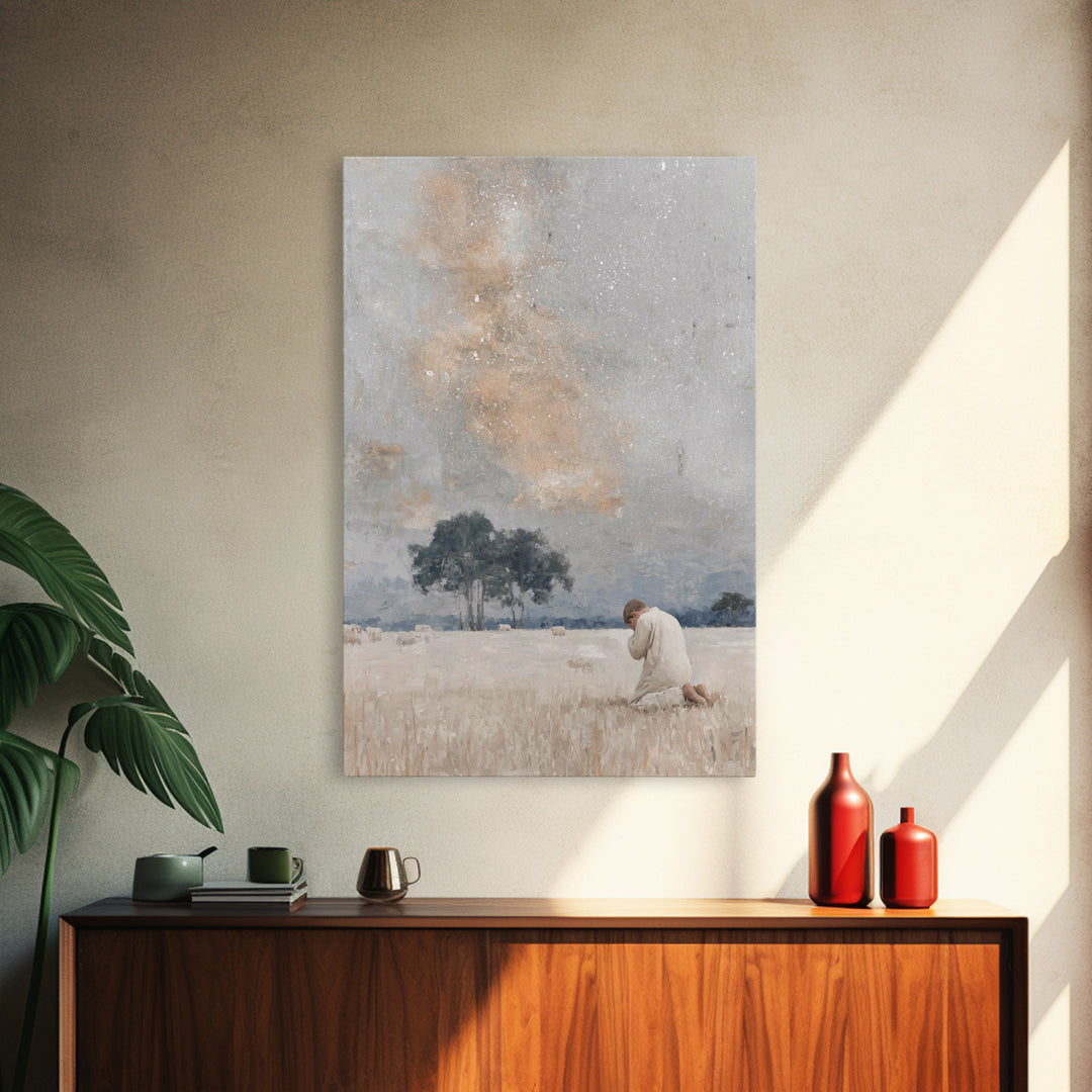 Fields Of Devotion – Framed Canvas Print – Christian Art Canvas – Christian Wall Art – Modern Christian Painting – Christmas Wall Art – Sub