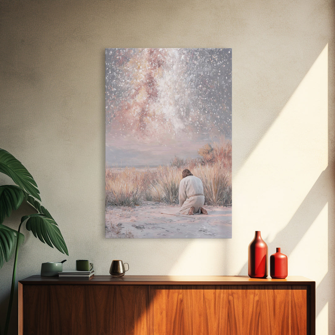 Grace In Stillness – Framed Canvas Print – Christian Christmas Art – Christian Wall Art – Christian Art Canvas – Minimalist Christian Art –