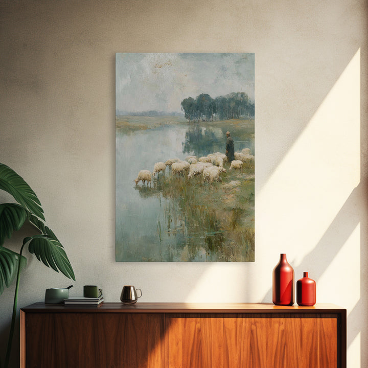 Pastoral Grace – Framed Canvas Print – Christian Wall Art – Christian Art Canvas – Jesus Painting – Christian Christmas Art – Christian Dec