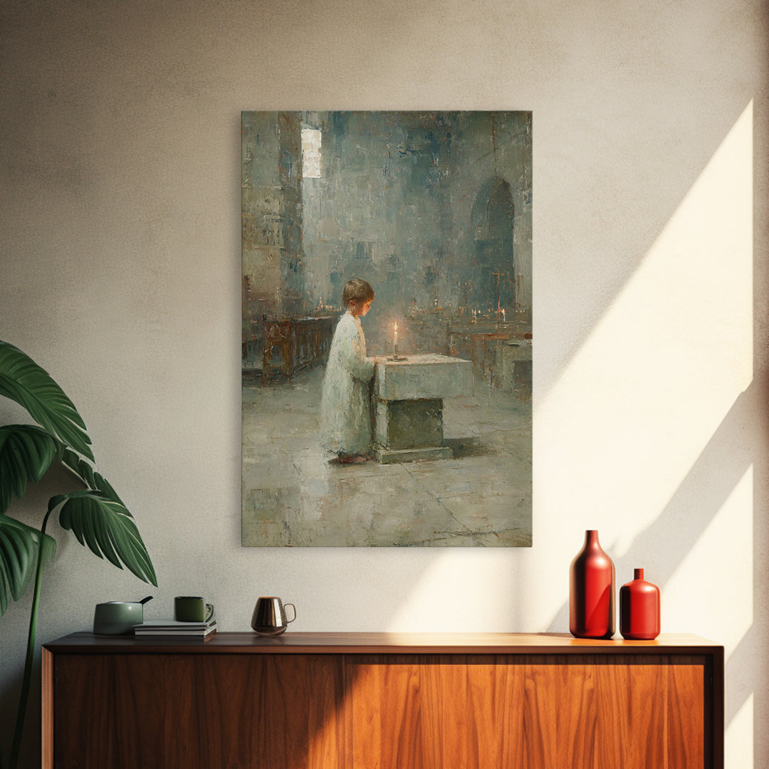 Sanctuary Light – Framed Canvas Print – Christian Art Canvas – Christian Wall Art – Moody Christian Art – Christian Paintings – Vintage Chr