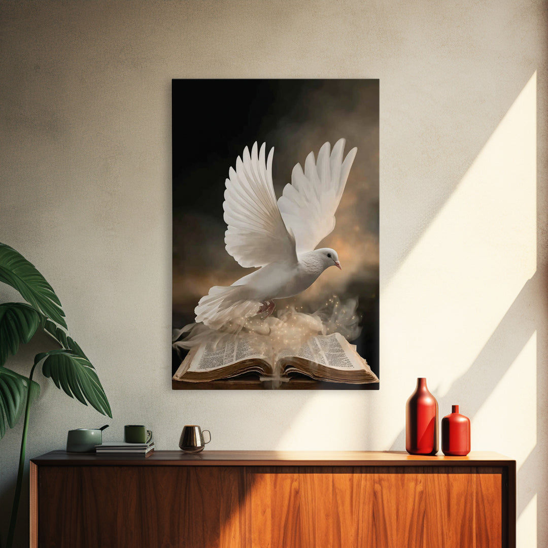 Dove Of Revelation – Framed Canvas Print – Christian Wall Art – Moody Christian Art – Christian Art Canvas – Christian Christmas Art – Chri