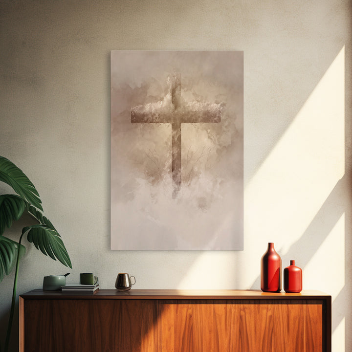 Sacred Stillness – Framed Canvas Print – Minimalist Christian Art – Christian Wall Art – Christian Art Canvas – Christian Gift Ideas – Chri