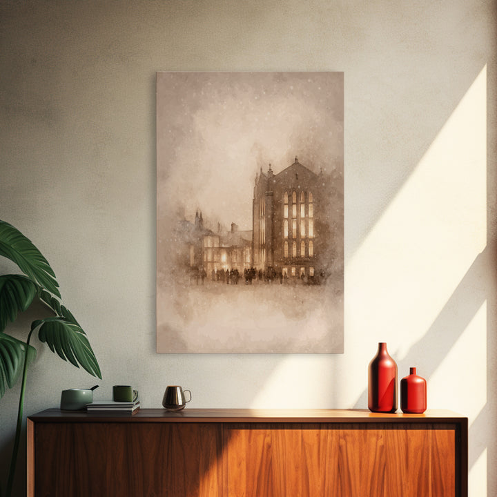 Evening Gathering – Framed Canvas Print – Christian Art – Christian Wall Art – Moody Christmas Art – Christian Art Canvas – Christian Gift
