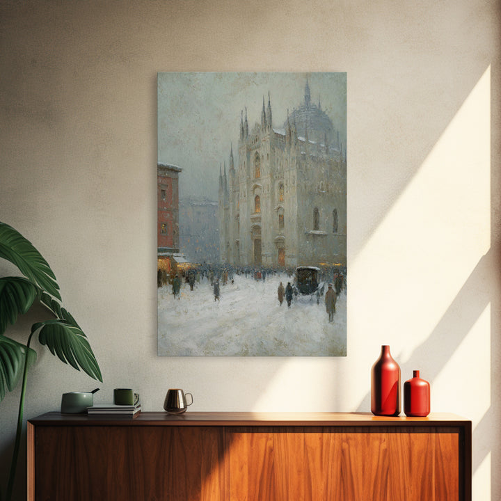 Snowfall Cathedral – Framed Canvas Print – Christian Art Canvas – Christian Wall Art – Christmas Art – Christian Christmas Art – Christian