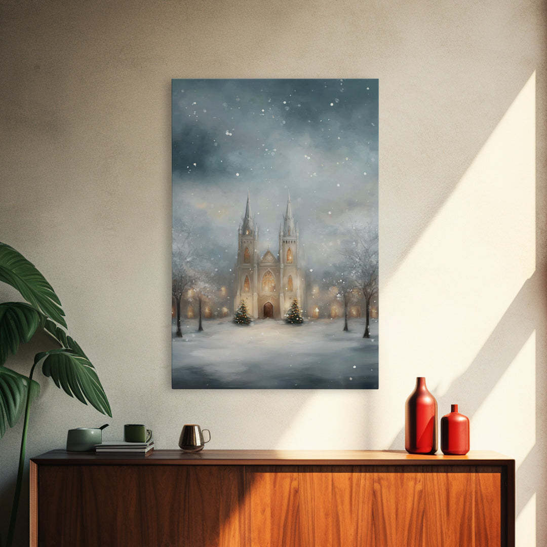 Winter Sanctuary – Framed Canvas Print – Christian Christmas Art – Christian Wall Art – Christmas Art Prints – Christmas Canvas Wall Art –
