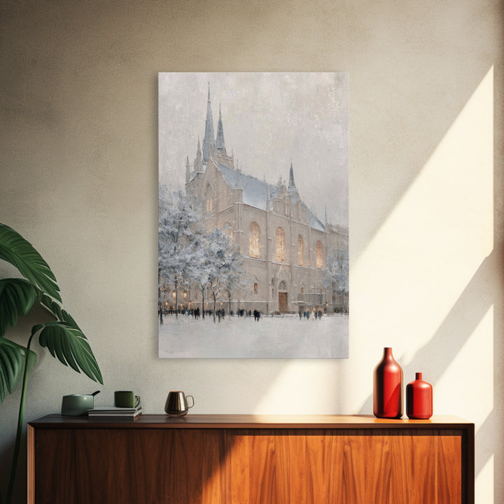 Frosted Spires – Framed Canvas Print – Christian Art Canvas – Christian Wall Art – Subtle Christian Art – Christian Decorations – Christmas