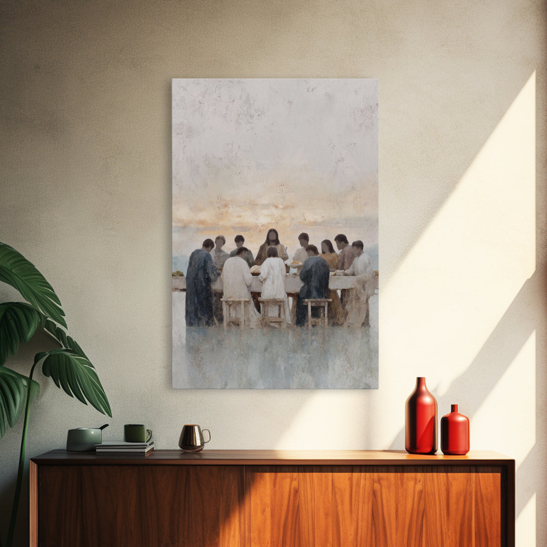 Dawn Of Communion – Framed Canvas Print – Christian Art Print – Jesus Painting – Christian Wall Art – Christian Art Canvas – Minimalist Chr