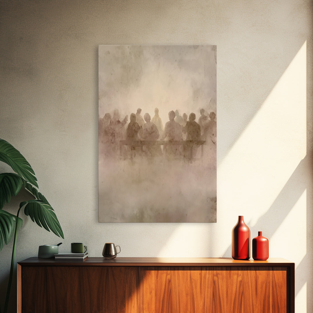 Communion Shadows – Framed Canvas Print – Moody Christian Art – Jesus Painting – Christian Wall Art – Abstract Christian Art – Christian Ar