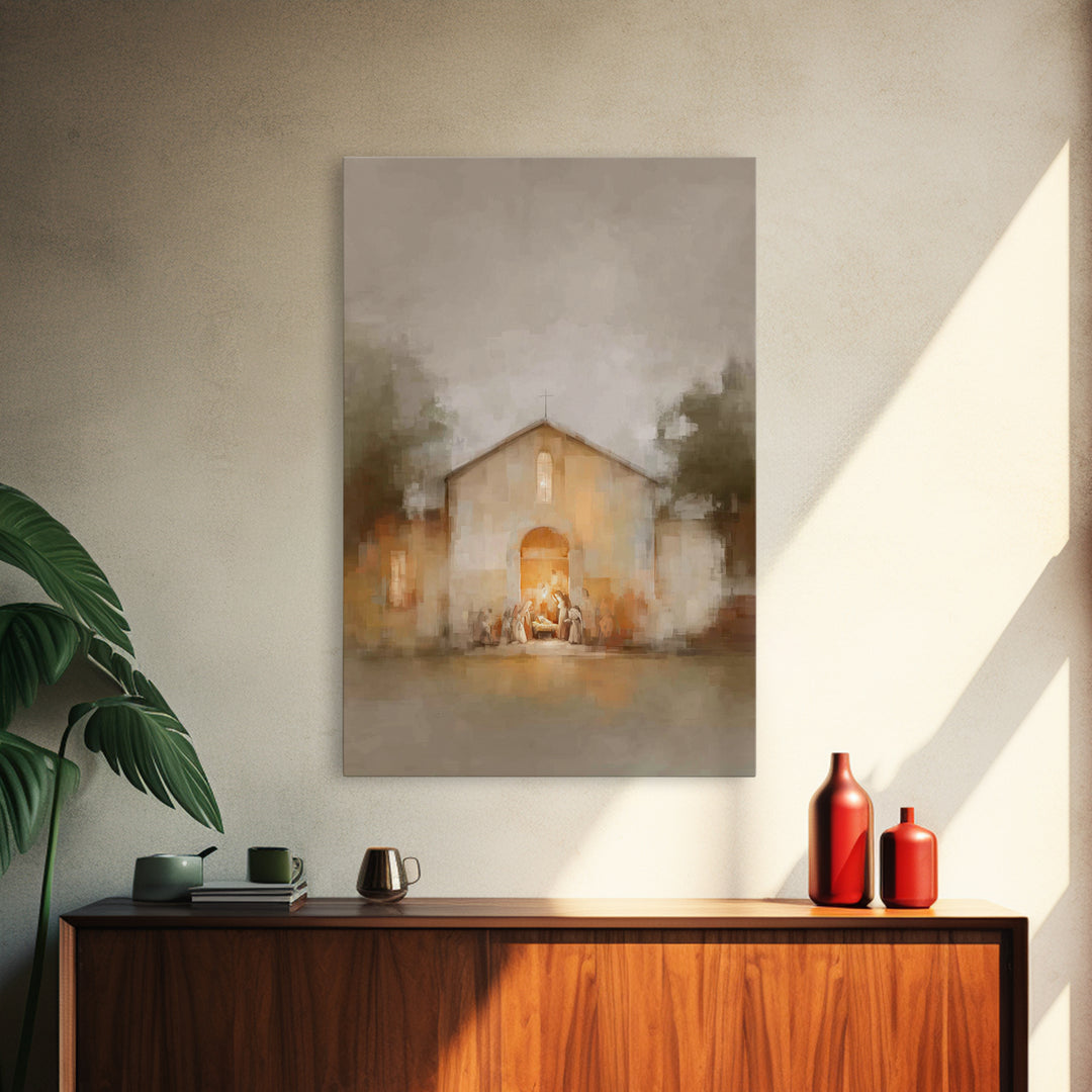Holy Night Shine – Framed Canvas Print – Christian Christmas Art – Christian Art Canvas – Christmas Wall Art – Modern Christian Art – Chris