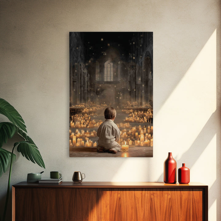Sanctuary Glow – Framed Canvas Print – Christian Art Canvas – Christian Wall Art – Christmas Art – Christian Christmas Art – Vintage Christ