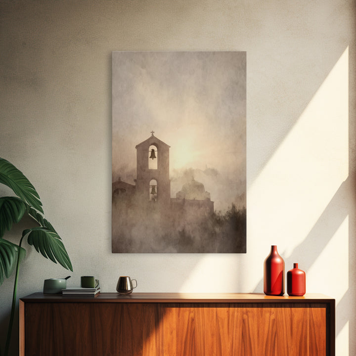 Bell Tower Peace – Framed Canvas Print – Christian Wall Art – Christian Art Painting – Christian Art Canvas – Subtle Christian Art – Christ