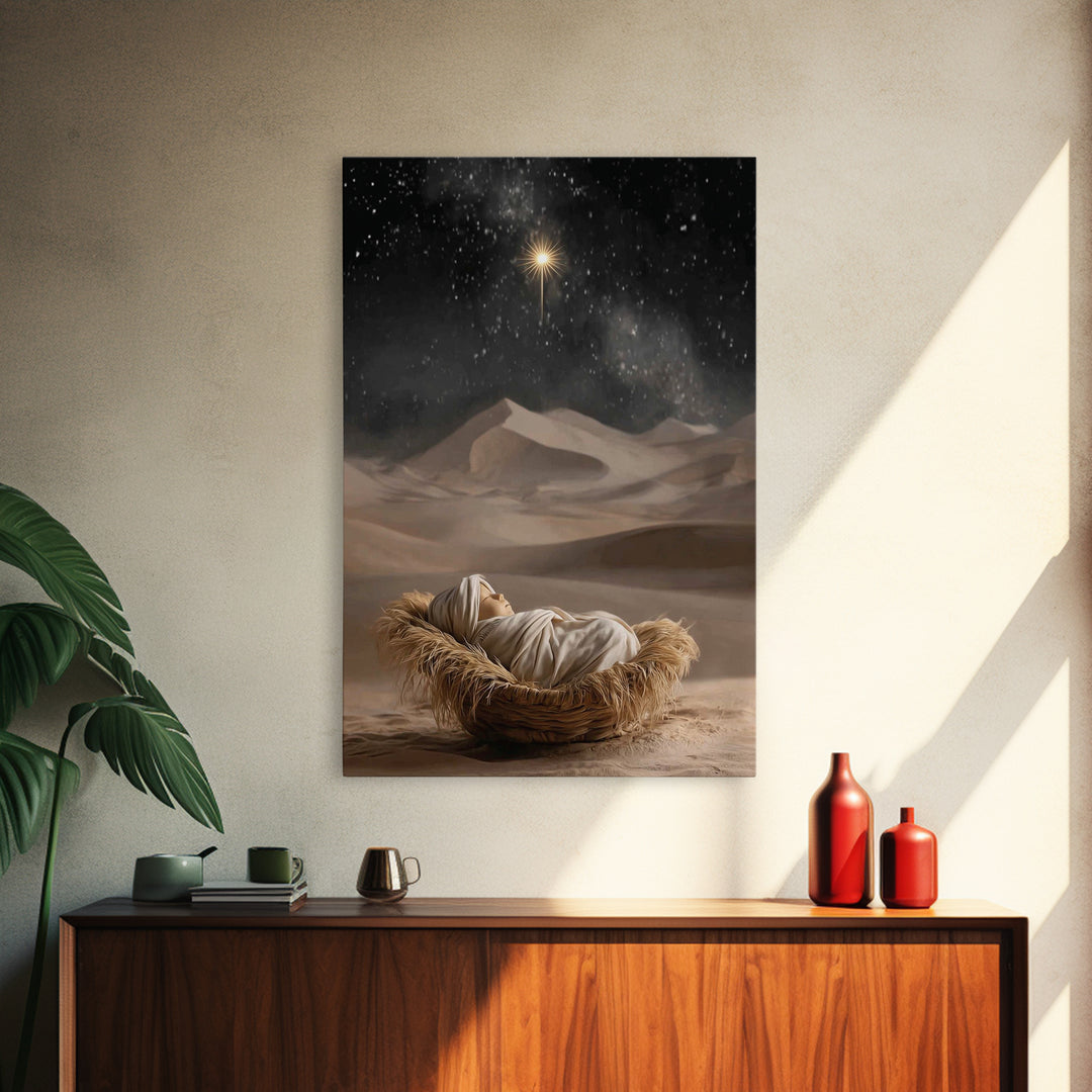 Infant of Light – Framed Canvas Print – Jesus Painting – Christian Art Canvas – Christian Wall Art – Christian Christmas Art – Christian Gi