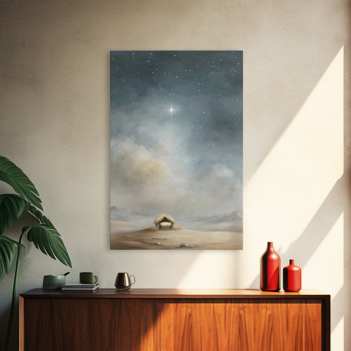 Nativity Sky Wonder – Framed Canvas Print – Christian Christmas Art – Christian Wall Art – Christian Art Canvas – Christmas Art Work – Jesu